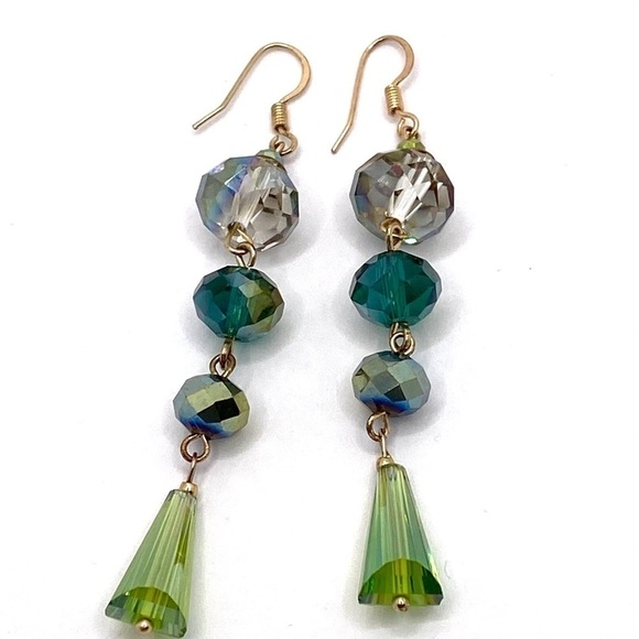 Earrings Artisan Dangles Crystals Drops  3” - Picture 8 of 9